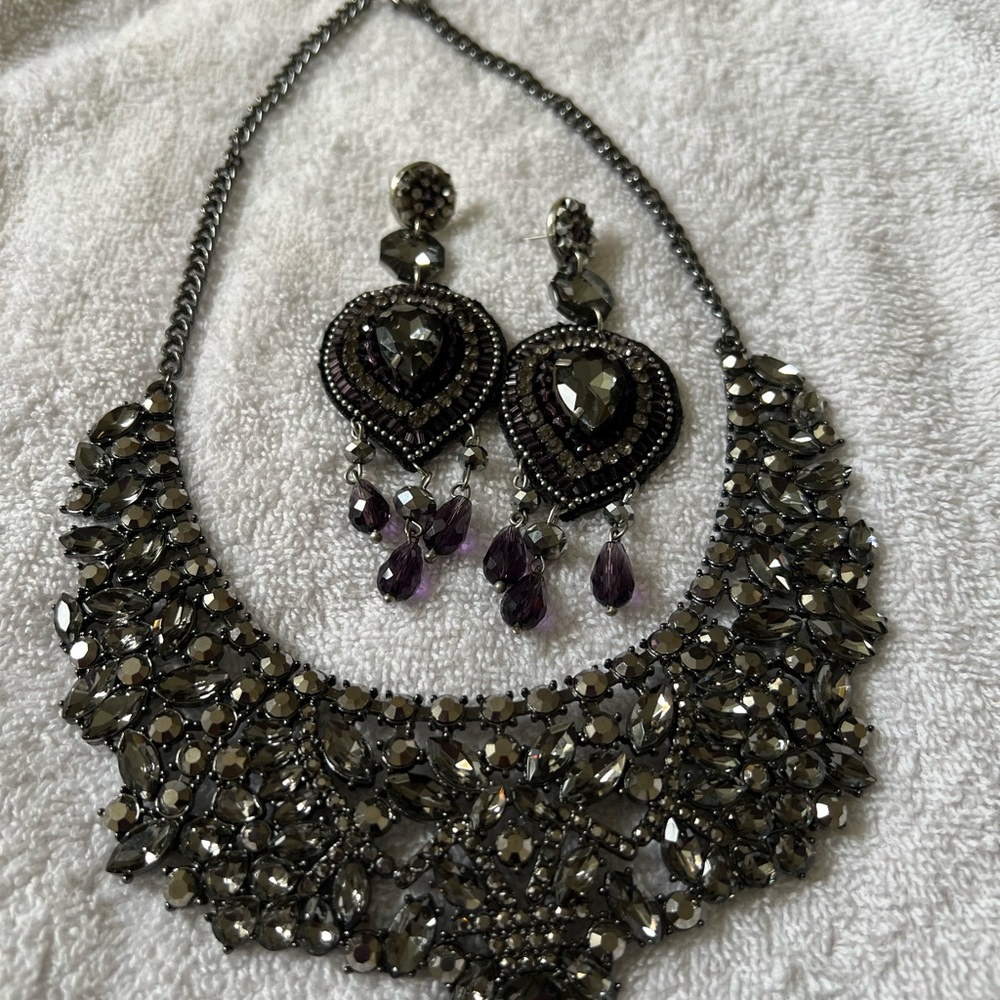Black rhinestone necklace set
